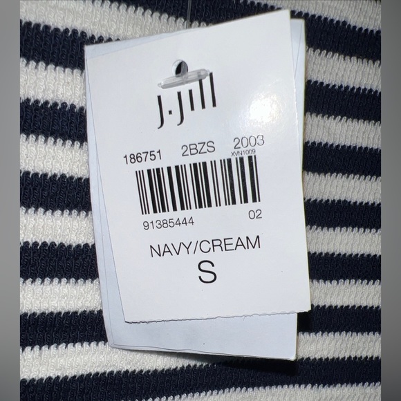 J.Jill Navy & Cream Nautical Striped lightweight Cotton Knit Sweater Small - Picture 6 of 7